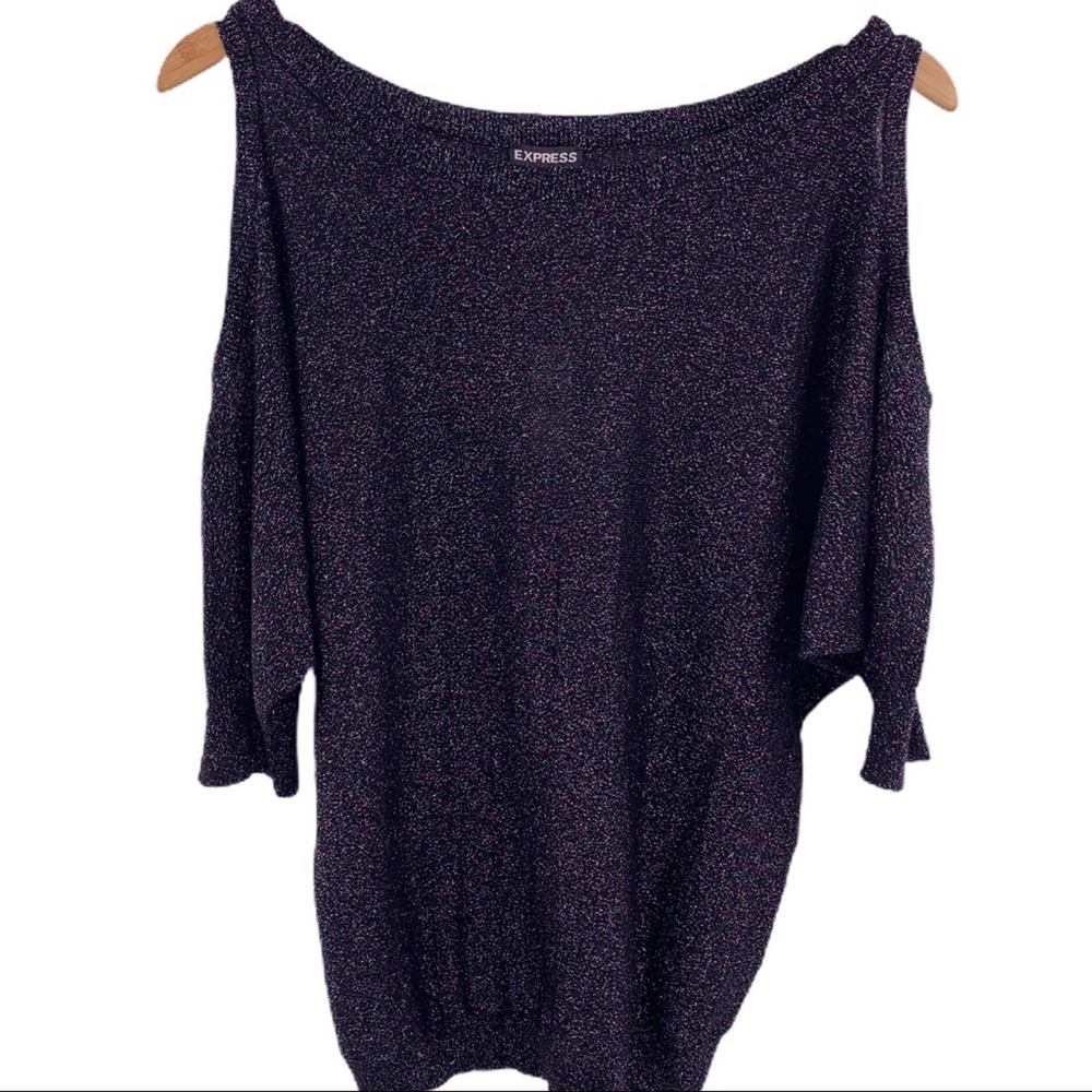 Express black sparkly cold shoulder top size small